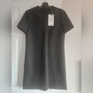 ZARA Black Short Sleeve Mini Shift Dress NWT Size M